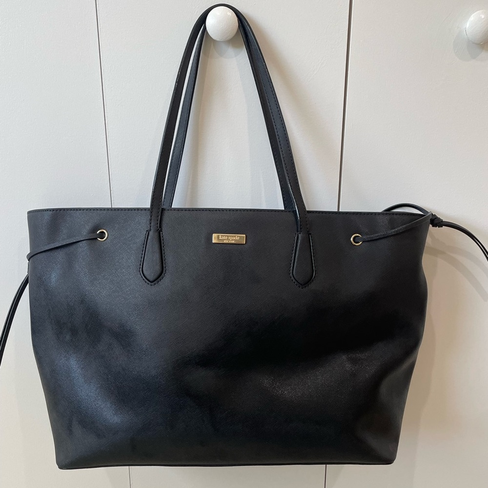 Kate Spade large black leather tote